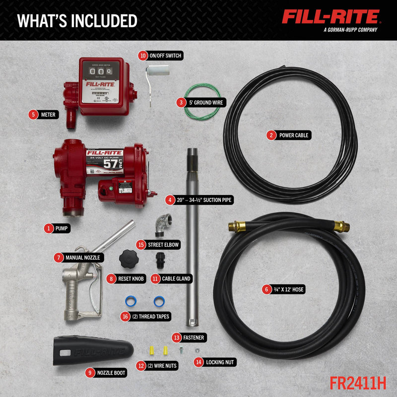 Fill-Rite FR2411H 24V DC 15 GPM Fuel Transfer Pump with Meter & Nozzle image 3