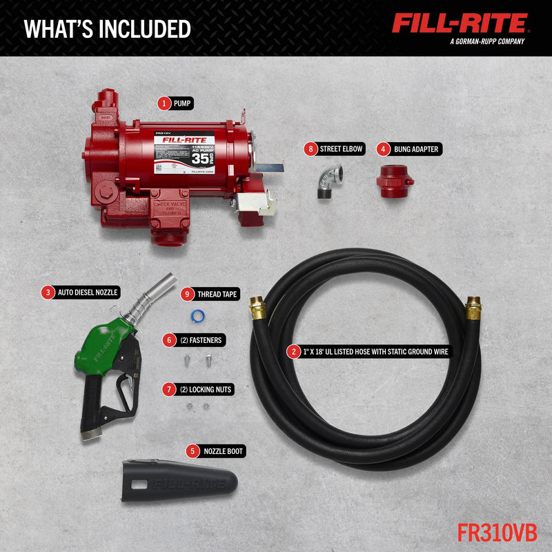 Fill-Rite FR310VARC 115/230V AC Pump, 1 in Diesel Automatic Arctic Nozzle, 20 ft Static Guard Hose, 1i image 3
