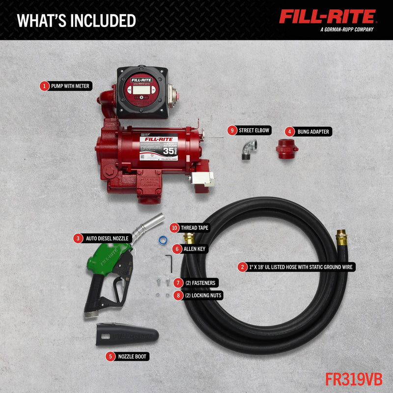 Fill-Rite FR319VB 115/230V AC 35 GPM Fuel Transfer Pump with Meter & Nozzle image 3