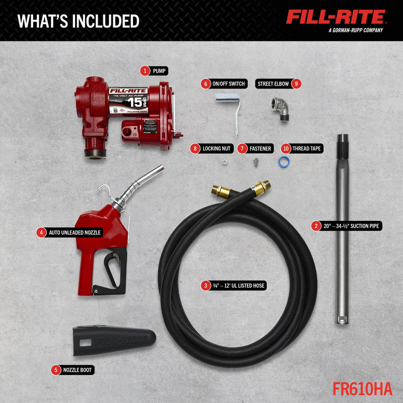 Fill-Rite FR610HA 115V AC 15 GPM Fuel Transfer Pump with Nozzle image 3