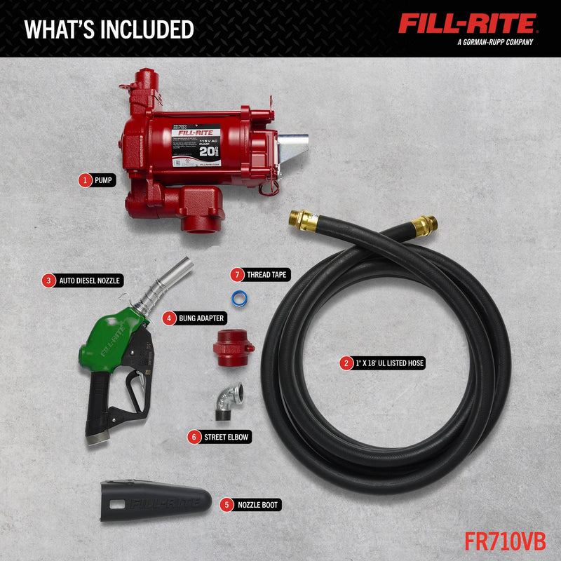 Fill-Rite FR710VB 115V AC 20 GPM Fuel Transfer Pump with Nozzle image 3