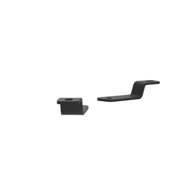 KC HiLiTES A-Pillar Ditch Light Mount Brackets on a studio background: pair of black steel ditch light mounting brackets for a Ford Bronco on white