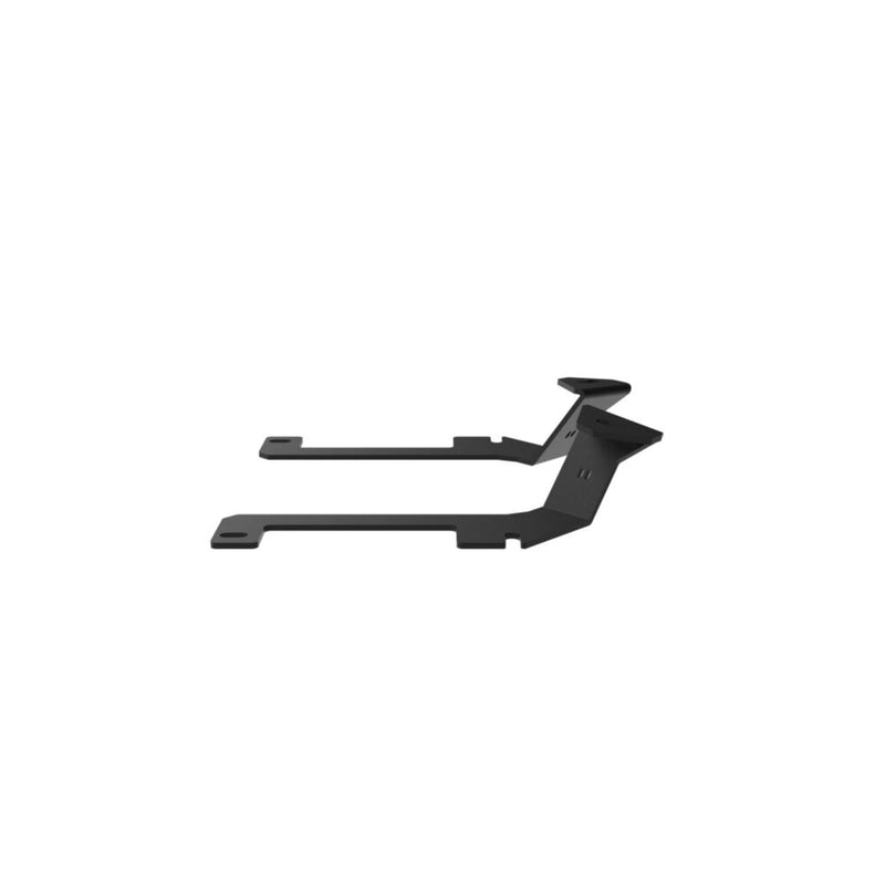 KC HiLiTES Ditch Light Mount Brackets for 2011-2016 Ford Super Duty on a studio background: two black ditch light brackets overlapping in side view on a white background