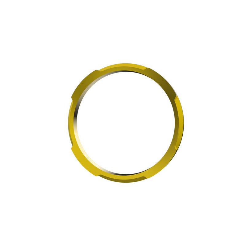 KC HiLiTES FLEX ERA 1 Bezel Ring on a studio background: gold FLEX ERA 1 bezel ring front-angled view showing notched outer edge on a white background