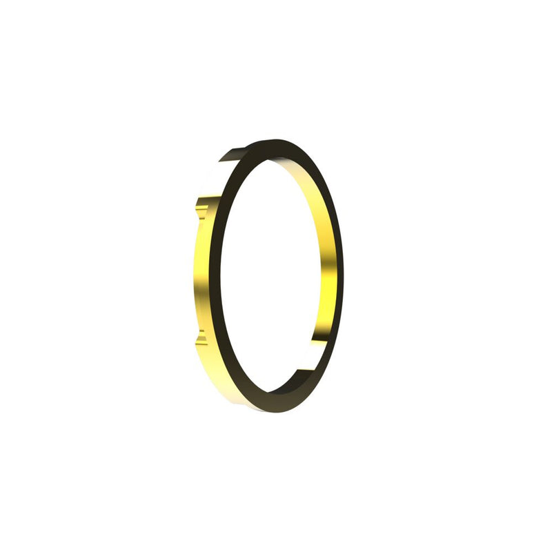 KC HiLiTES FLEX ERA 1 Bezel Ring on a studio background: gold FLEX ERA 1 bezel ring angled view from the rear showing locating tabs on a white background