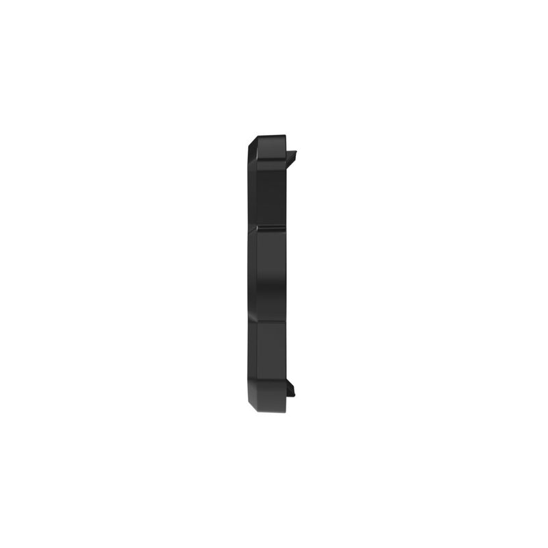 Close-up of the KC HiLiTES FLEX ERA 1 Light Cover & Shield: edge profile of a black FLEX ERA 1 light cover on a white background