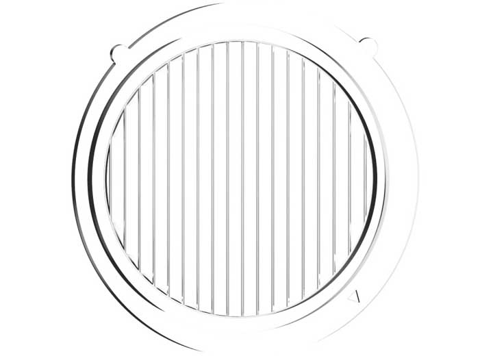 KC HiLiTES FLEX ERA 1 Replacement Lens on a studio background: clear round FLEX ERA 1 replacement lens with vertical spread beam flutes and two mounting tabs, front view on white