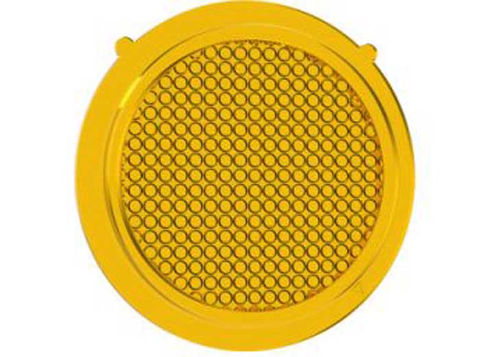 KC HiLiTES FLEX ERA 1 Replacement Lens on a studio background: yellow round FLEX ERA 1 replacement lens with a dimpled flood beam optic, front view on white