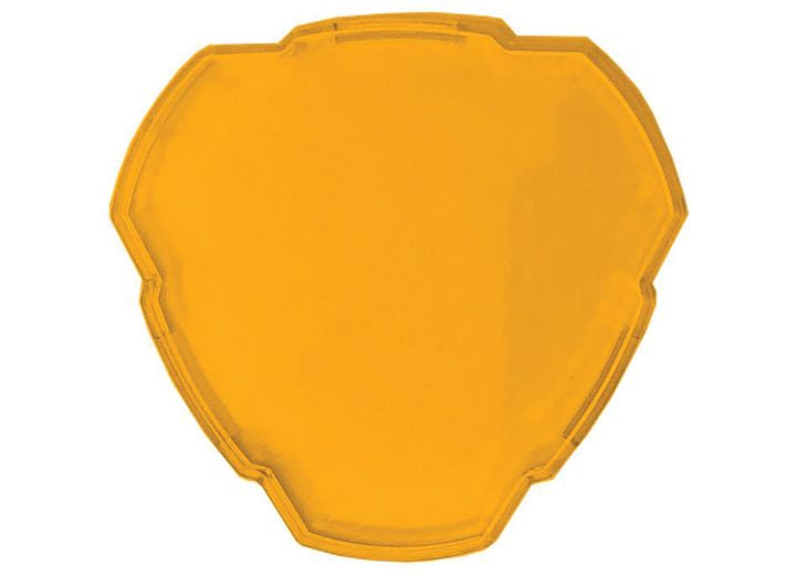 KC HiLiTES FLEX ERA 3 Light Shield & Cover on a studio background: amber hard plastic FLEX ERA 3 light shield on a white background