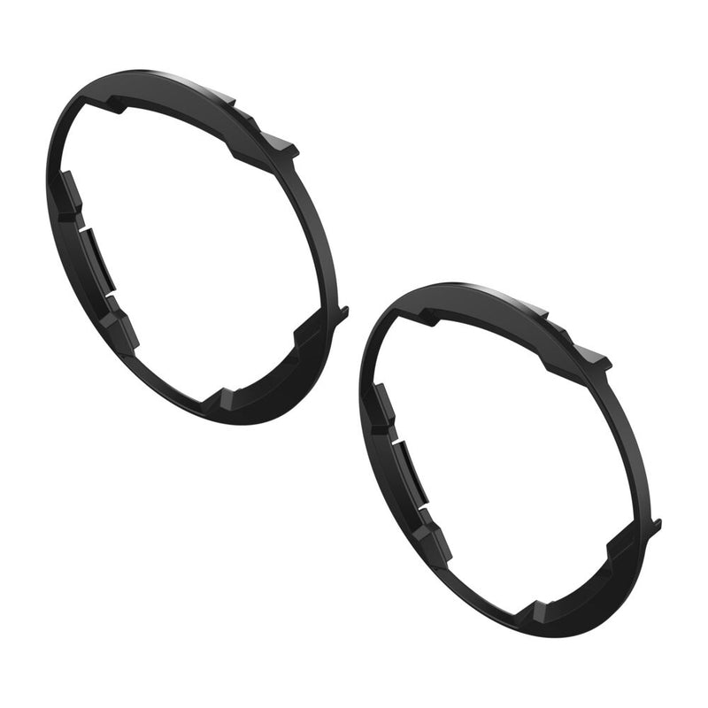 KC HiLiTES FLEX ERA 3 Universal Shroud Pair on a studio background: pair of black round light shrouds shown at an angle on a white background
