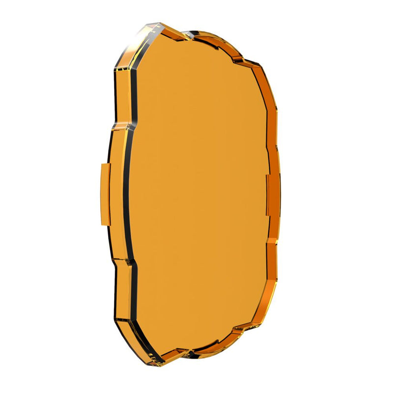 KC HiLiTES FLEX ERA 4 Amber Light Shield on a studio background: amber FLEX ERA 4 light shield shown at an angle on a white background