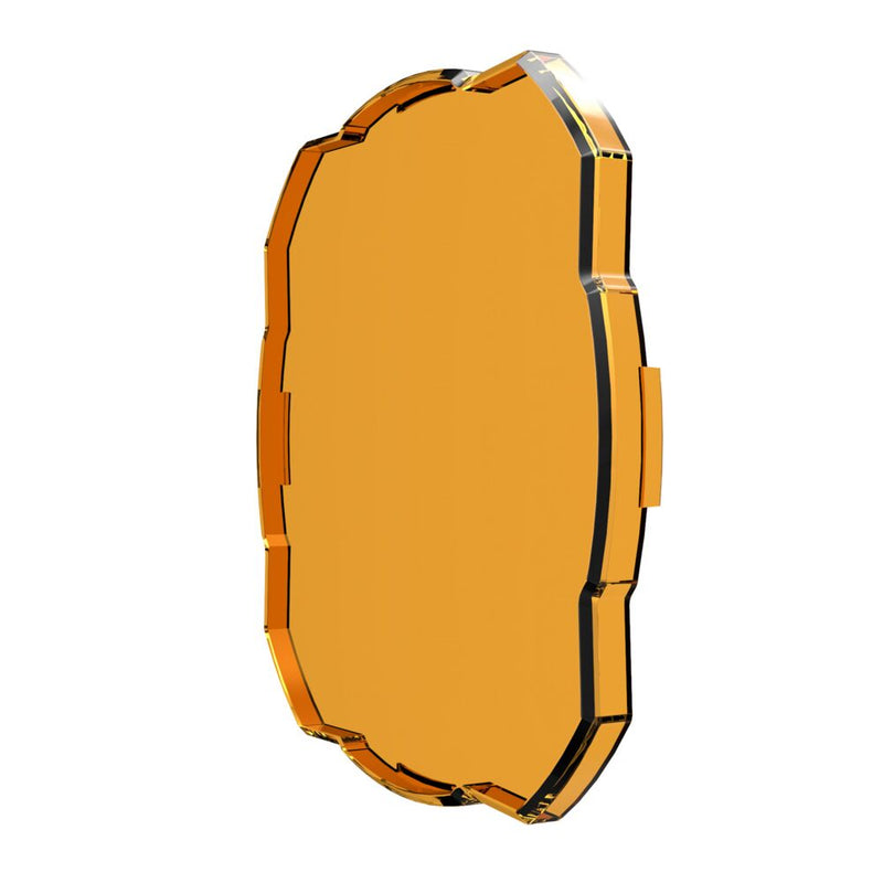 KC HiLiTES FLEX ERA 4 Amber Light Shield on a studio background: amber FLEX ERA 4 light shield shown at an angle from the other side