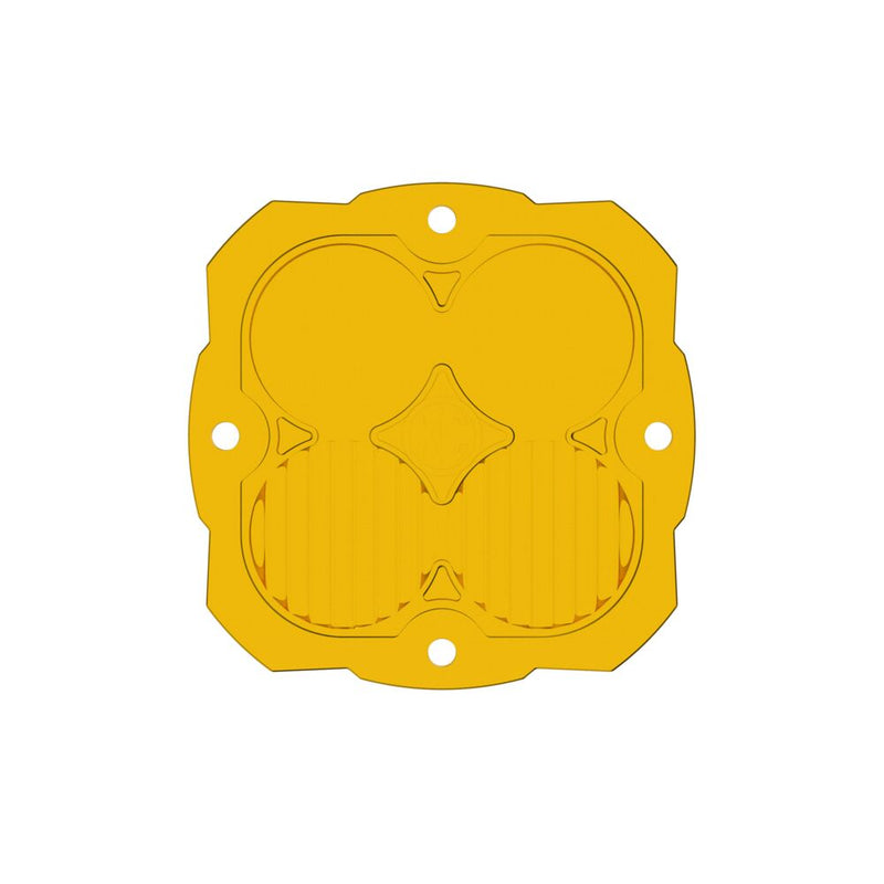KC HiLiTES FLEX ERA 4 Performance Yellow Lens on a studio background: yellow four-pod FLEX ERA 4 combo beam lens with ribbed lower pods on white background