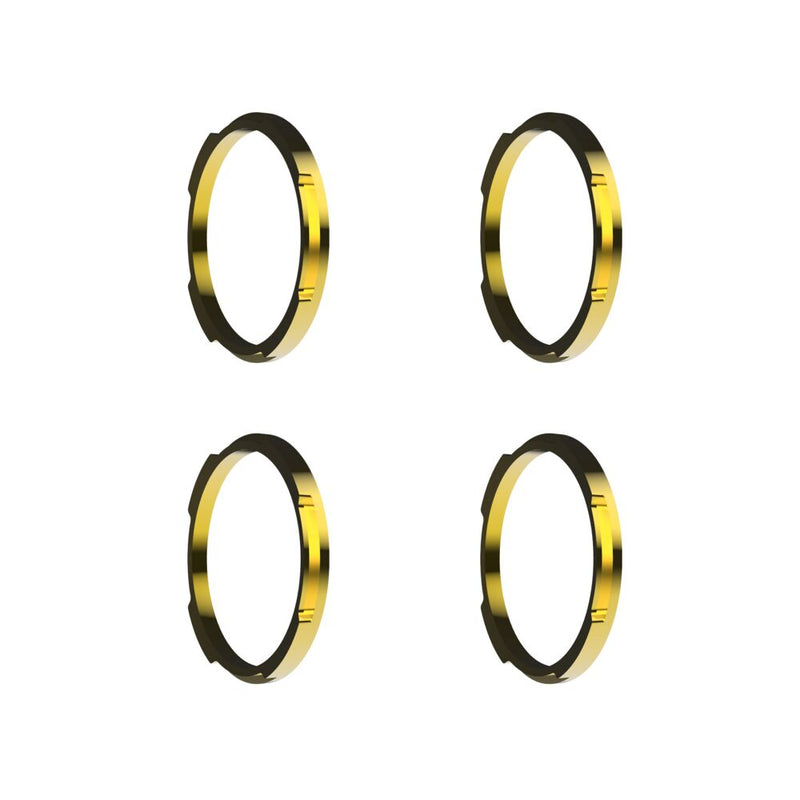 KC HiLiTES FLEX ERA LED Light Bar 10" Segment Bezel Kit on a studio background: four gold FLEX ERA light bar bezel rings arranged in a grid on a white background