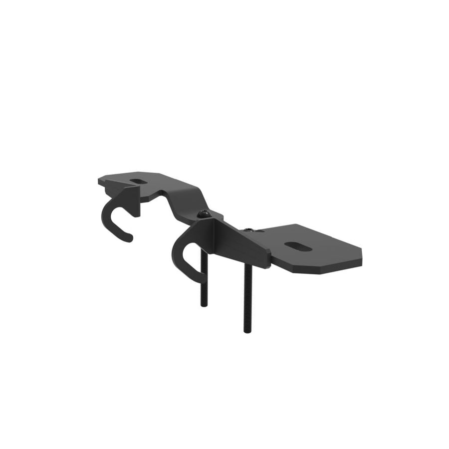 Vehicle-Specific Light Mounts by KC HiLiTES: Black ditch light mounting brackets with hooks for a Jeep Wrangler 392 on white
