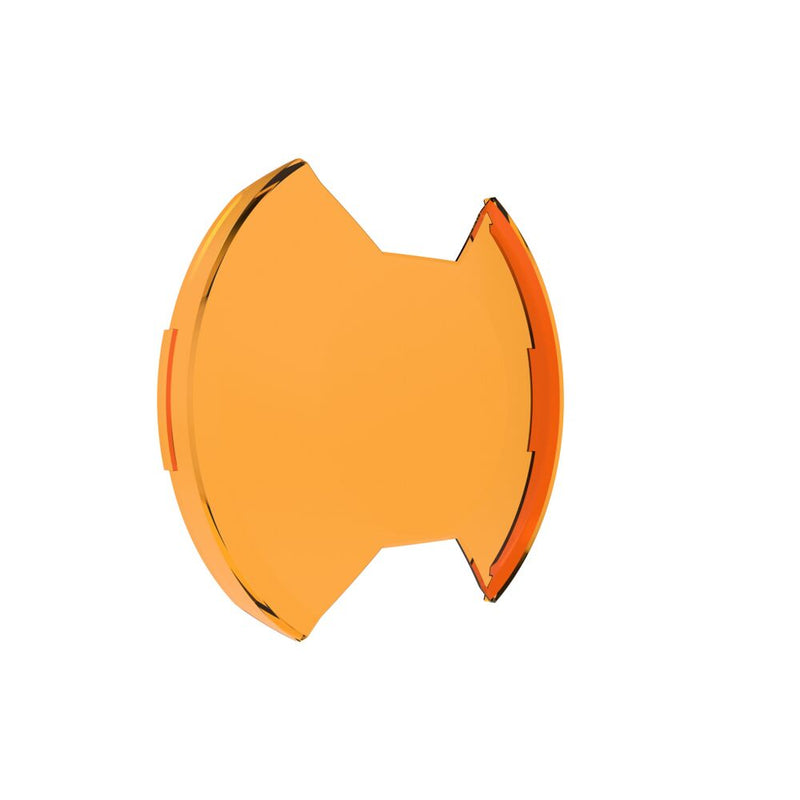 KC HiLiTES SlimLite 8" LED Light Cover & Shield on a studio background: amber SlimLite 8" light shield at an angle