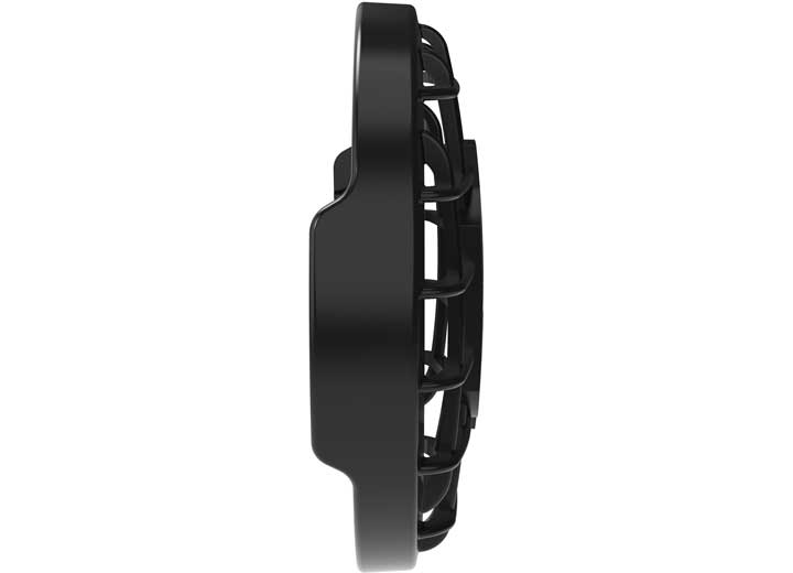 KC HiLiTES SlimLite 8" LED Light Cover & Shield on a studio background: black SlimLite stone guard grille shown from the side on a white background