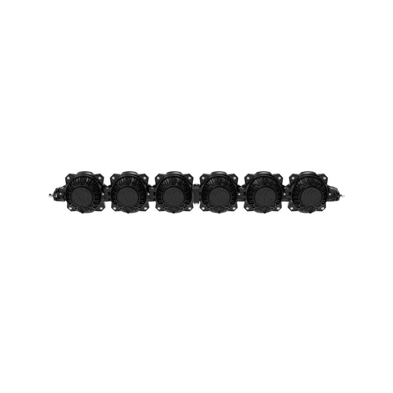 KC HiLiTES Gravity Titan 39" six-light LED bar, rear view of the housings, on white