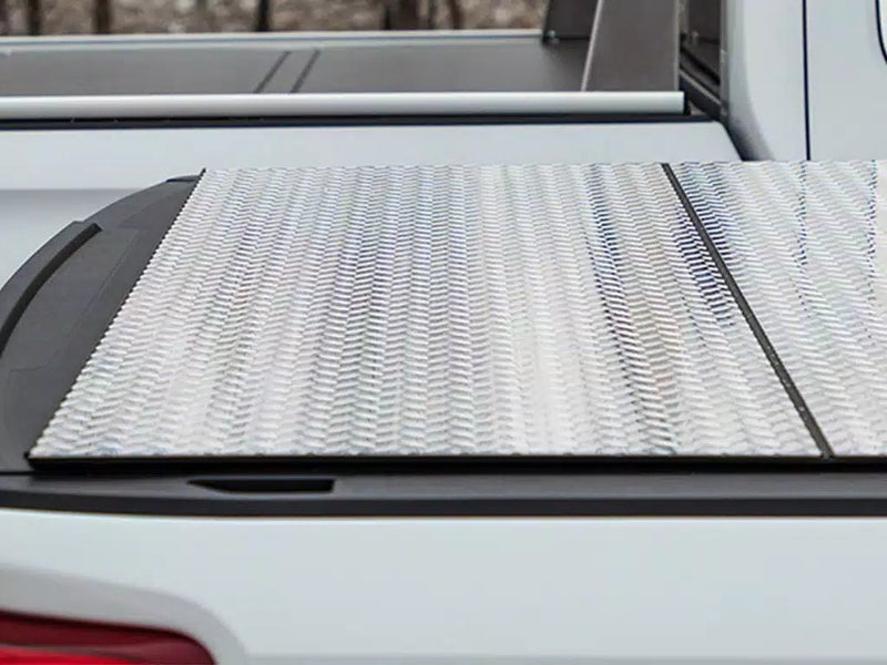 LOMAX Hard Tri-Fold Tonneau Cover for 2022-2026 Nissan Frontier (5' Bed, Urethane Aluminum), view 7