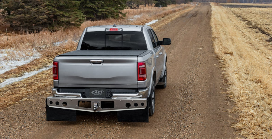 LOMAX hard folding tonneau cover, closed on a Ram 1500