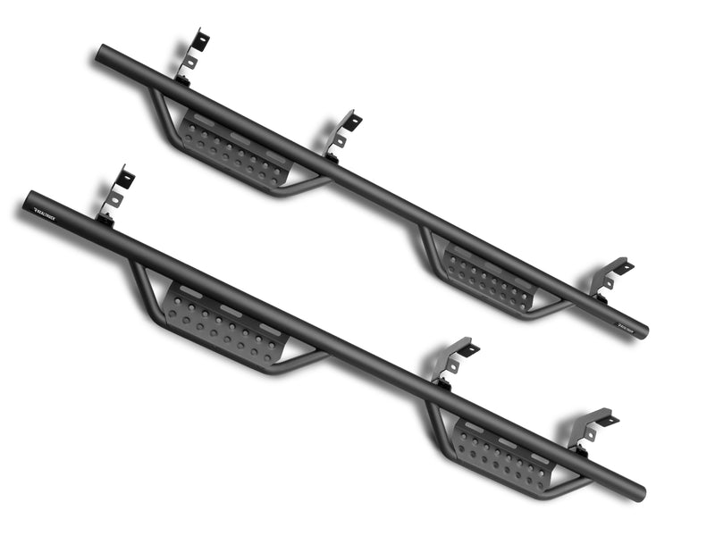 N-Fab Nerf Step RS step bars in textured black, pair on white (shown in a multi-step layout; this part has 1 step per side)