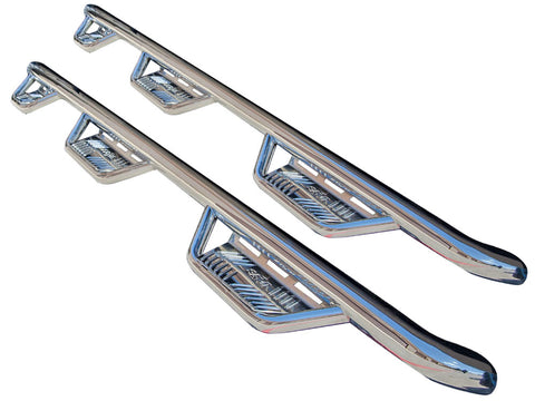 N-Fab Podium bed access nerf step bars in polished stainless, pair on white