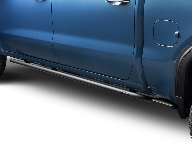 N-Fab RKR Rails in textured black, side profile, installed along the rocker