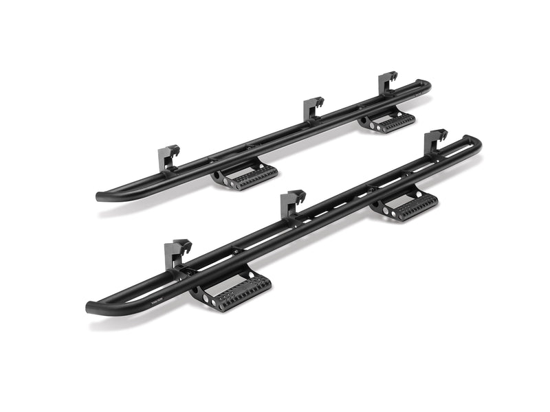 N-Fab RKR Step System in textured black, pair on white, brackets vary by vehicle