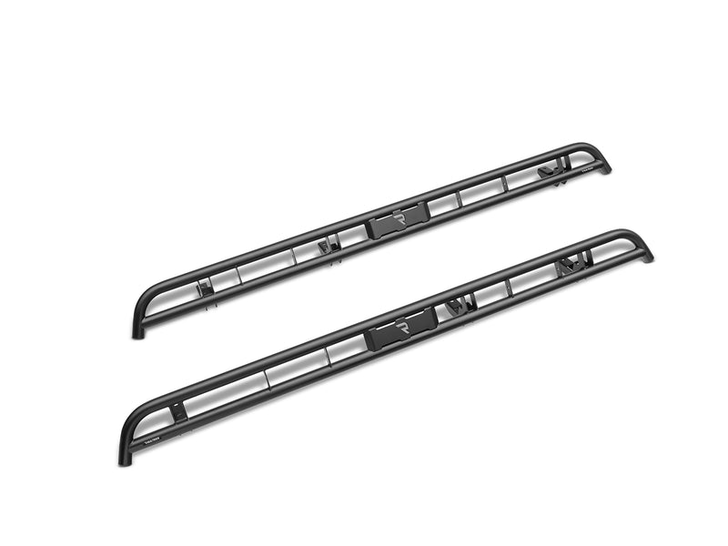 N-Fab RKR Rails in textured black, pair on white, brackets vary by vehicle