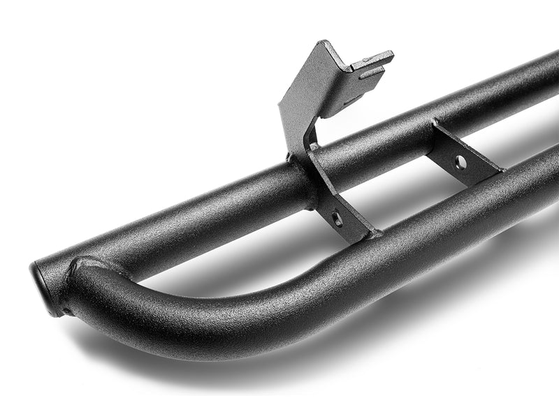 N-Fab RKR Step System in textured black, welded joint close-up on white