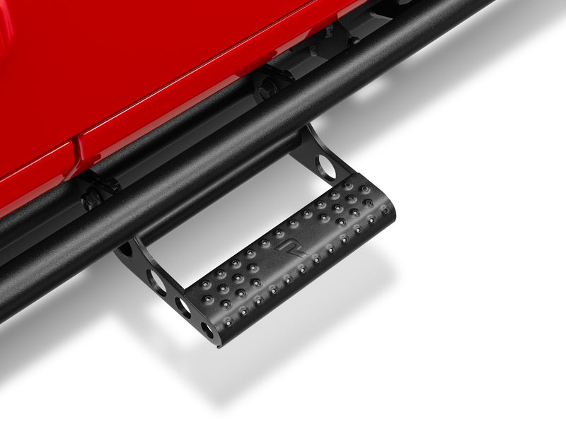 N-Fab RKR Step System in textured black, detachable step on the rail close-up