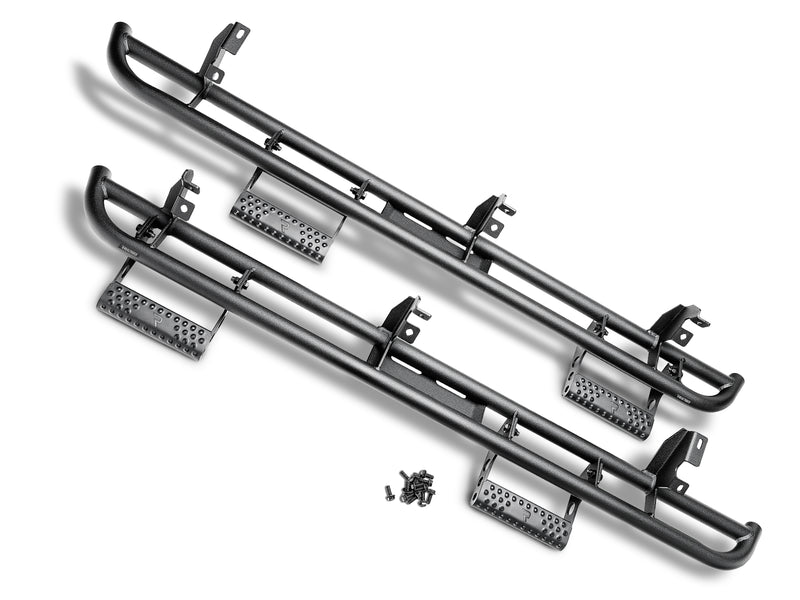 N-Fab RKR Step System in textured black, pair on white, brackets vary by vehicle