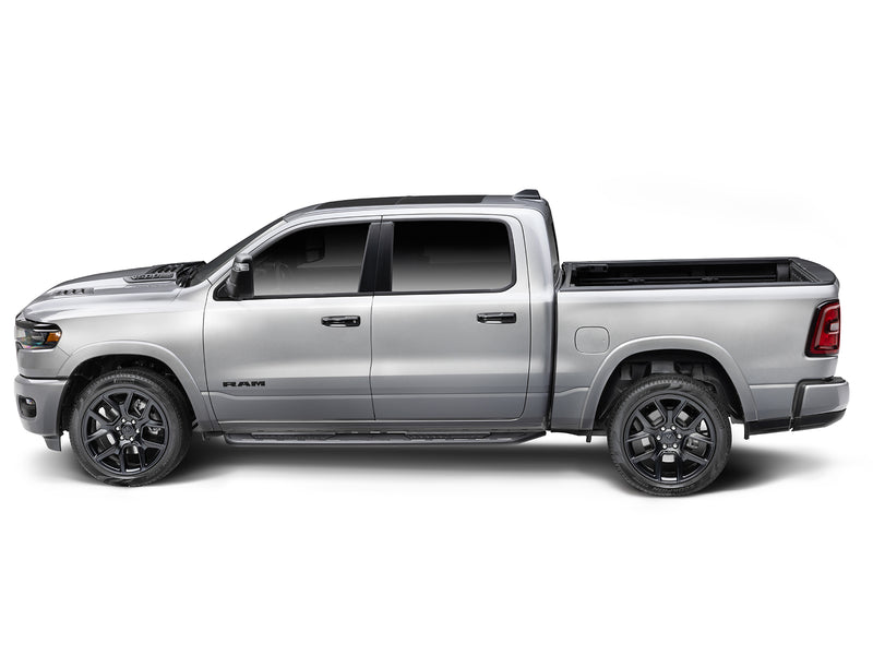 N-Fab Roan running boards in textured black, side profile, installed along the rocker