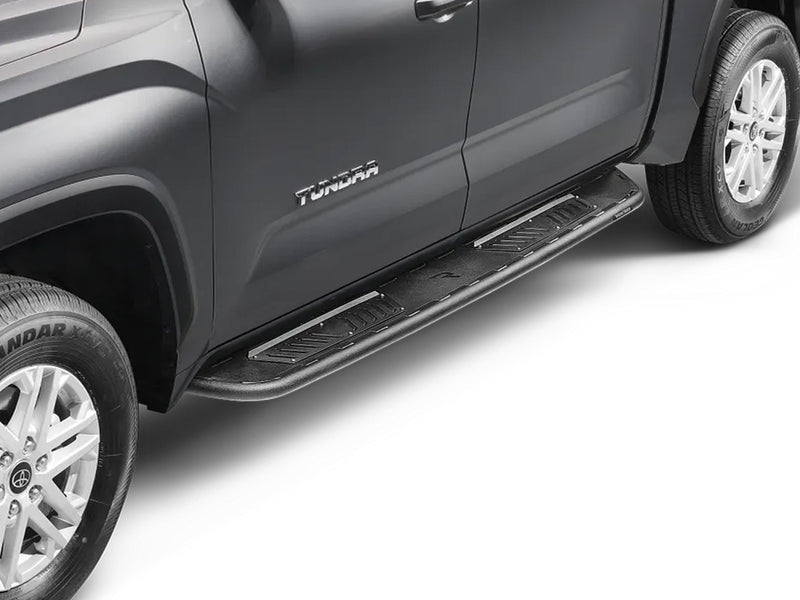N-Fab Roan running boards in textured black, installed along the rocker
