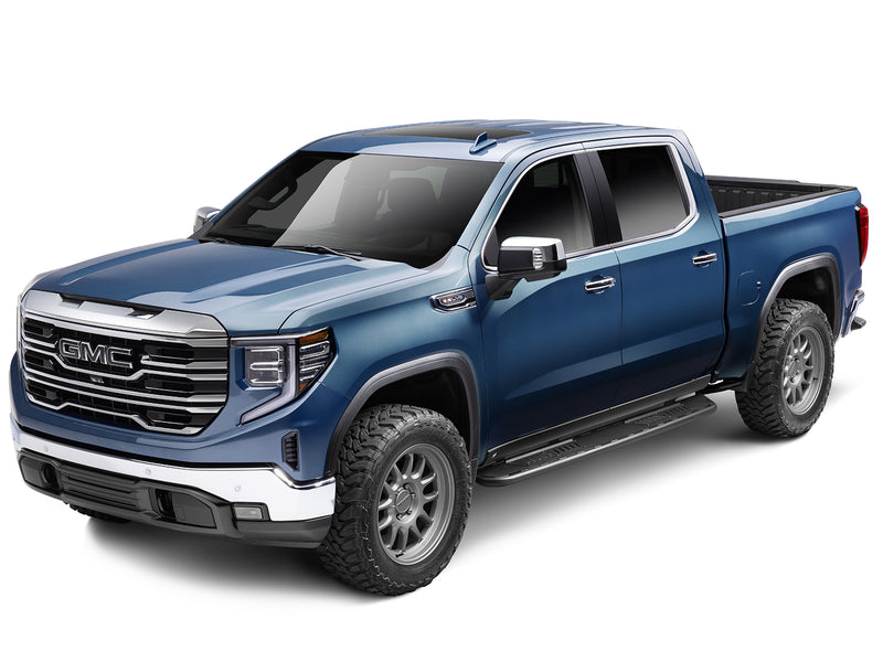 N-Fab Roan running boards in textured black, complete unit on white