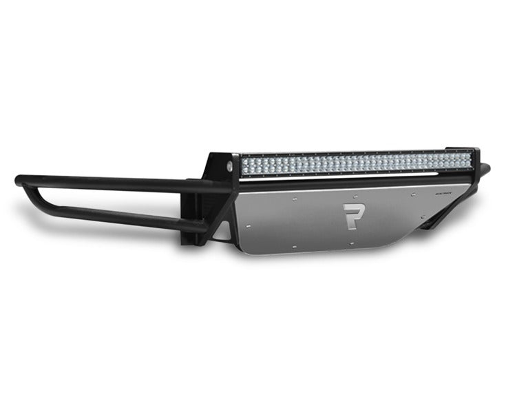N-Fab RSP pre-runner front bumper in textured black, complete unit on white, shown with an LED light bar (not included)