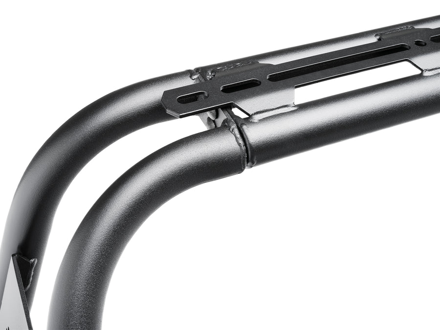 N-Fab ARC sports bar in textured black, hoop weld and top plate macro