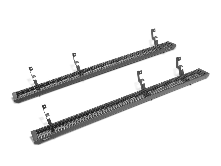 N-Fab Growler Fleet side steps in textured black, pair on white, brackets vary by vehicle