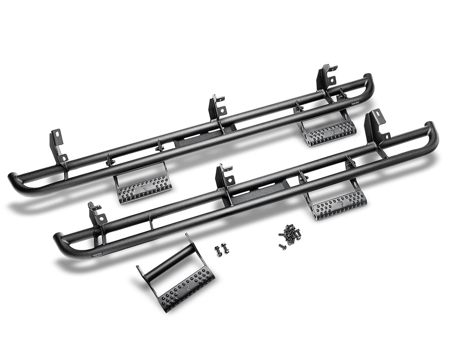 N-Fab RKR Step System in textured black, pair on white, brackets vary by vehicle