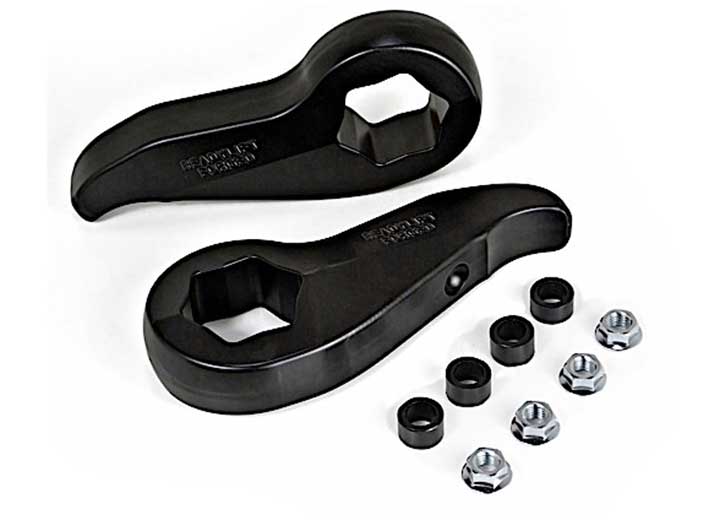 ReadyLIFT Leveling Kit, full kit on a studio background: two black forged torsion keys with spacers and nuts on white