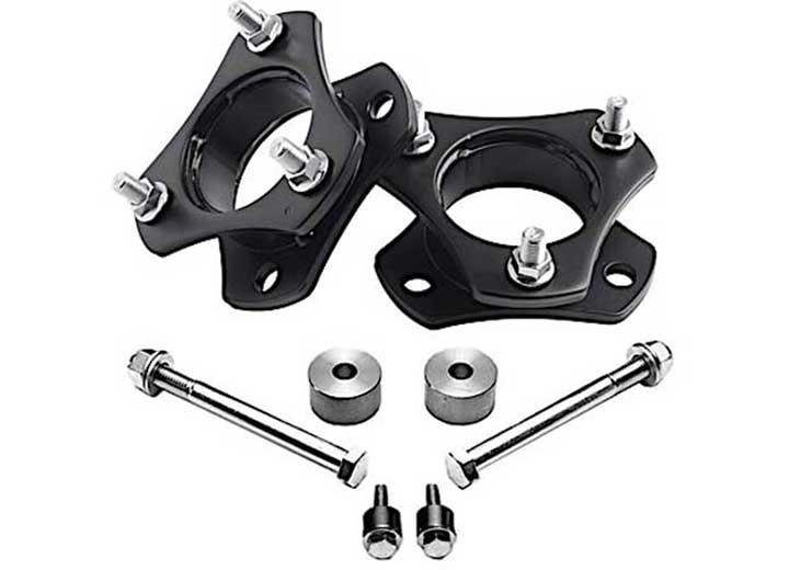 ReadyLIFT Leveling Kit, full kit on a studio background: two black strut spacers with long bolts, diff drop spacers and bump stops on white
