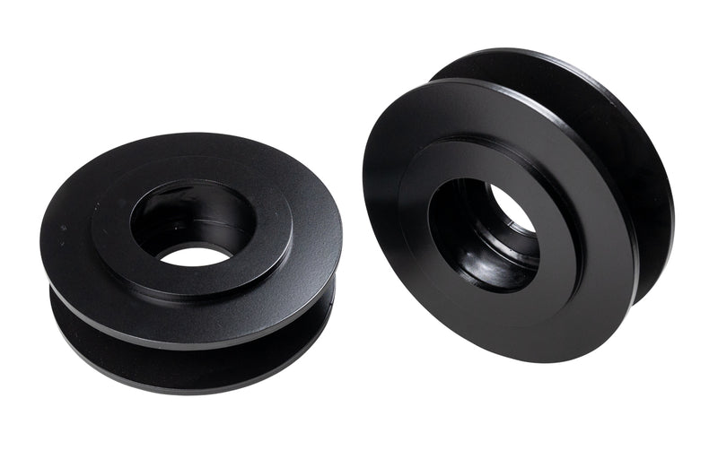 ReadyLIFT Spacer Kit, full kit on a studio background: two black 2" rear coil spring spacers on white
