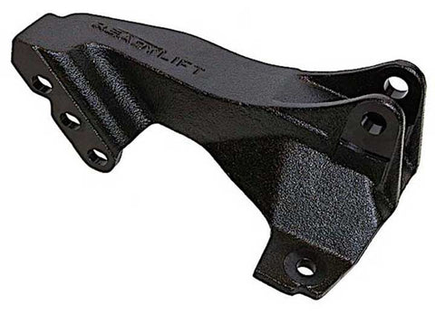 ReadyLIFT Track Bar Bracket, full kit on a studio background: A black textured cast ReadyLIFT track bar bracket on white