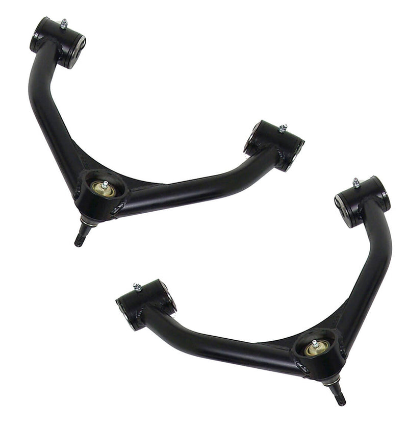 ReadyLIFT Tubular A-Arm Kit, full kit on a studio background: pair of black tubular upper control arms with ball joints on white