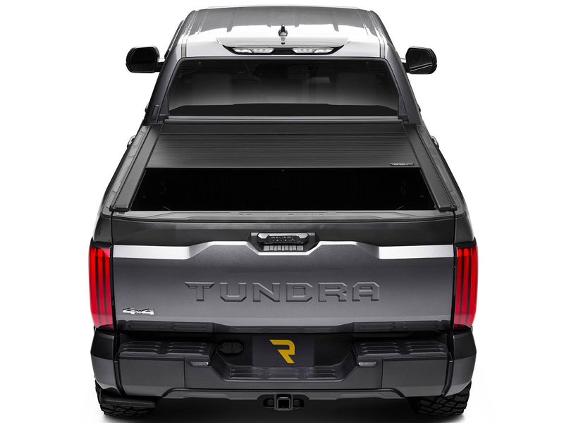 Retrax EQ cover partly retracted, straight-on rear view