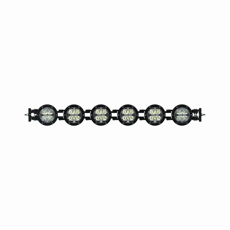 Rigid 360 Connect 30" Light Bar Assembly on a studio background: front view of a six-pod 360 Connect light bar with round lenses on a black mount, on white