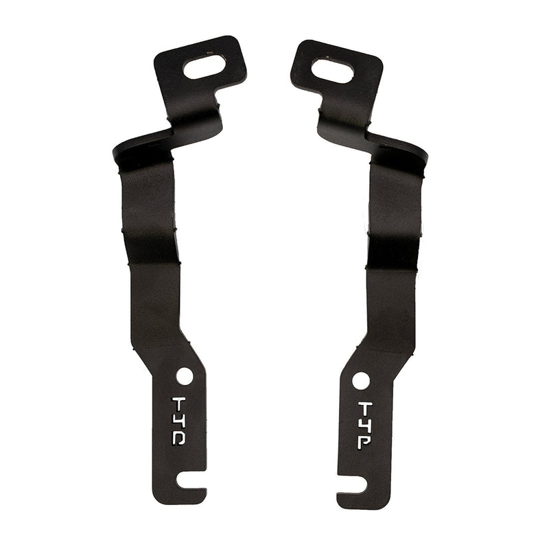 Rigid A-Pillar Bracket on a studio background: two black A-pillar light brackets with stamped side markings shown on white
