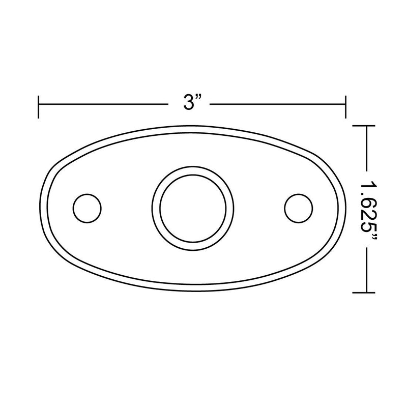 Rigid A-Series Low Power: line drawing of the oval A-Series rock light outline with 3" length and 1.625" height callouts