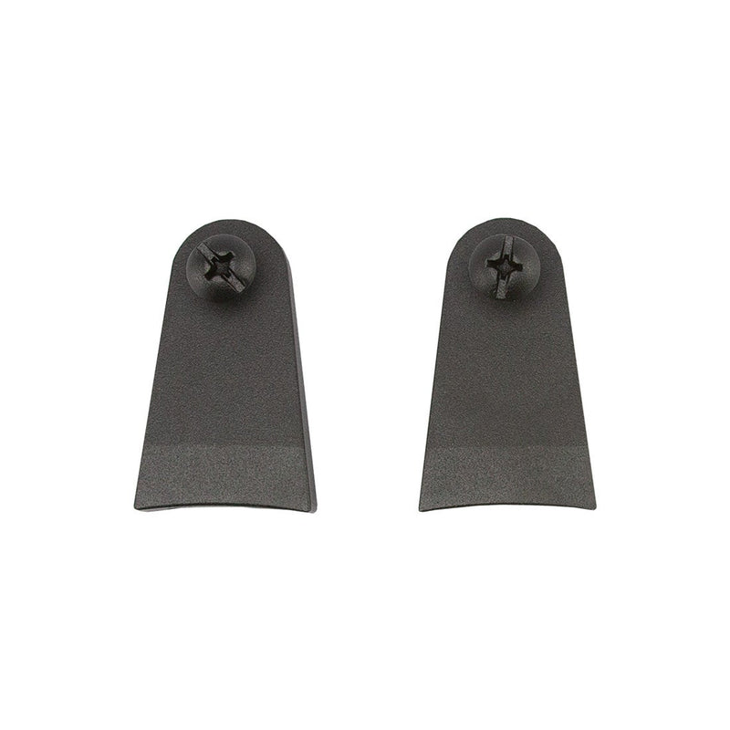 Rigid Cowl Mounts Short Standoff Mount Kit, kit contents laid out: two short black standoff mounts with bolts sit on white