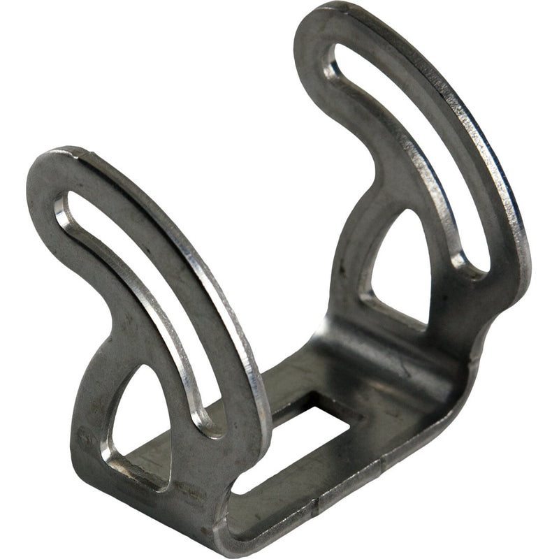 Rigid D-Series Bracket w/ Hardware Stainless Steel on a studio background: A brushed stainless steel Rigid D-Series mounting bracket on a white background